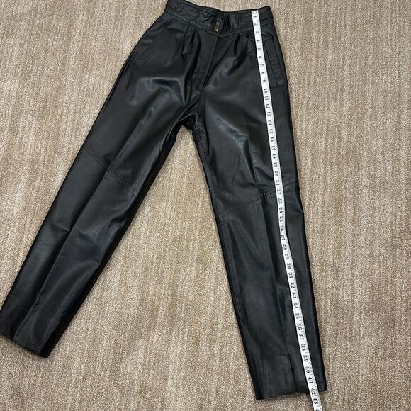 Leather Vintage Y2K High Rise Women Pants Black Goth Dark Approximate Size Small - Picture 4 of 12